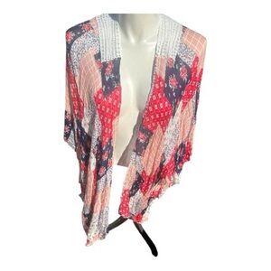 Cato White Crochet Cardigan patchwork look Kimono/cardigan